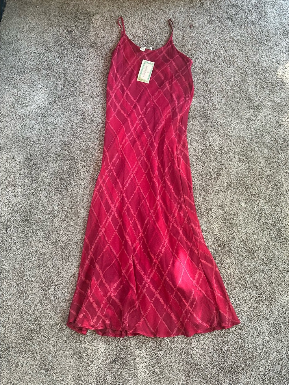 NWT Sacred Threads Red Slip Dress with Diamond Pattern